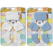 2 Kit Bebê Meias Touca Luvas Recém Nascido Menino Saída Maternidade 2 Kit Bebê Meias Touca Luvas Recém Nascido Menino Saída Maternidade