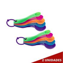 2 Kit Colheres Medidoras 5 Tamanhos Plástico Cores Cozinha 2 Kit Colheres Medidoras 5 Tamanhos Plástico Cores Cozinha