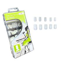 2 Kit Com 100 Unhas Postiças Nails Quadrada Natural Estojo