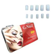 2 Kit Com 500 Unhas Postiça Quadrada Natural Profissional