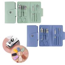 2 Kit Cortador De Unha Em Aço Inoxidável Portátil Com Estojo 7 Peças
