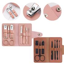 2 Kit Cortador De Unha Portátil Em Aço Inox Estojo Com 7 Peças