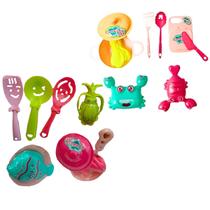 2 kit cozinha comidinha brinquedo infantil frutos do mar tabua colorido presente para menina