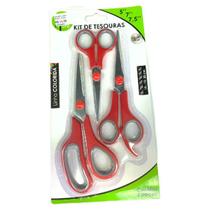 2 Kit De 3 Tesouras Colorida Multiuso5"/ 7"/ 7,5" P/ Cozinha