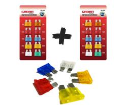 2 Kit de fusivel para carro 10 fusiveis lamina grande automotivo vários tamanhos cartela