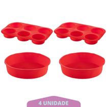 2 Kit Forma Cupcake + Forma Redonda Sortida Pudim Silicone 2 Kit Forma Cupcake + Forma Redonda Sortida Pudim Silicone
