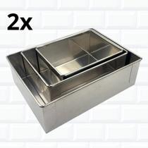 2 Kit Formas De Bolo Retangular Alta 10Cm Aluminio 3 Pç Cada