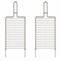 2 Kit Grelha Dupla Para Churrasco Abaulada Aço 58x17 Assar Peixe Frango Carne Linguiça 2 Kit Grelha Dupla Para Churrasco Abaulada Aço 58x17 Assar Peixe Frango Carne Linguiça