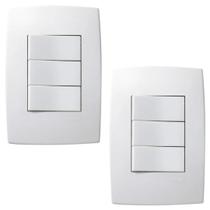 2 Kit Interruptor C/ Placa 3m Simples Branco 250v Pialplus 2 Kit Interruptor C/ Placa 3m Simples Branco 250v Pialplus