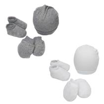 2 Kit Maternidade Touca Luva Meia Bebe Para Enxoval Recem Nascido Gorro Menino Menina