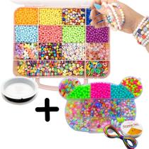 2 Kit Miçanga Infantil Maleta e Ursinho Bijuteria Completo + Silicones