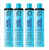 2 Kit Nutri Cachos Shampoo e Condicionador 500ml Force Cosméticos