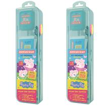 2 kit premium azul - peppa pig - escova + fio dental + gel 2 kit premium azul - peppa pig - escova + fio dental + gel
