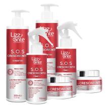 2 Kit SOS Crescimento Capilar Acelerado Combate Queda de Cabelo Calvicie Alopecia - Lizz ante Professional