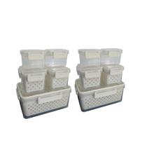 2 Kits 10 Potes Herméticos c/ Cesto Escorredor Transparente Organizador de Alimentos Tampa Hermética 2 Kits 10 Potes Herméticos c/ Cesto Escorredor Transparente Organizador de Alimentos Tampa Hermética