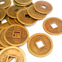 2 Kits 3 Moeda da Sorte com Saquinho Veludo Vermelho