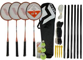2 Kits Badminton VB004 Vollo C/ 8 Raquetes 6 Petecas 2 Redes