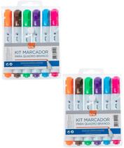 2 Kits Blister Com 6 Cores Marcador Para Quadro Branco Brw