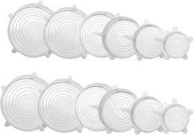 2 Kits de 6 Tampas Tampa Tudo Ecológicas Silicone Branco 12 und 2 Kits de 6 Tampas Tampa Tudo Ecológicas Silicone Branco 12 und