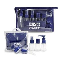 2 Kits De Frascos Para Viagem - 7 Peças E 10 Peças - Jacki Design Azul 2 Kits De Frascos Para Viagem - 7 Peças E 10 Peças - Jacki Design Azul