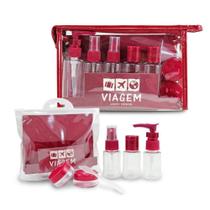 2 Kits De Frascos Para Viagem - 7 Peças E 10 Peças - Jacki Design Vinho 2 Kits De Frascos Para Viagem - 7 Peças E 10 Peças - Jacki Design Vinho