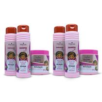 2 Kits Kids Hidratante de Coco Maycrene ( Kit Menino + Kit Menina) Shampoo, Cond, Gelatina Capilar