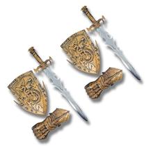 2 Kits Medieval Espada Escudo Manopla de combate Infantil