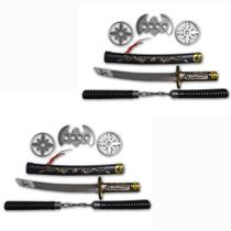 2 Kits Ninja Espada Katana Nunchako Shuriken Infantil Samura