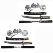 2 Kits Ninja Espada Katana Nunchako Shuriken Infantil Samurai