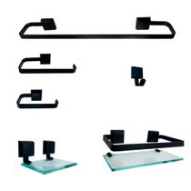 2 Kits Para Banheiro Luxo Preto 6 Peças Incolor
