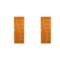 2 Kits Porta de Madeira Decorada 215x75cm com Batente de Aço 6cm Cantareira