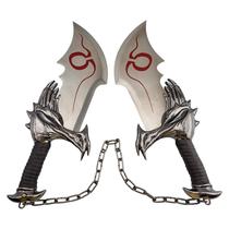 2 Lâminas Do Caos Kratos God Of War Aço E Corrente 54cm