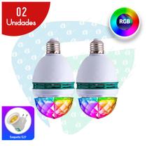 2 Lâmpada Bola Led C/ Bocal Globo Colorido Giratório Festa