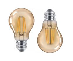 2 Lâmpada de Filamento LED A60 4W Âmbar 2200K Bivolt Retrô Vintage 2 Lâmpada de Filamento LED A60 4W Âmbar 2200K Bivolt Retrô Vintage