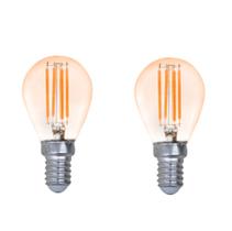 2 Lampada Filamento G45 Led E14 4W Ambar 2200K Vintage Acl76