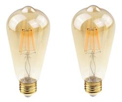2 Lampada Filamento Retro Led 4w Ambar St64 Decorativa Ali48 2 Lampada Filamento Retro Led 4w Ambar St64 Decorativa Ali48