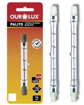2 Lâmpada Halógena Palito Ourolux 150w 220v Luz Amarela