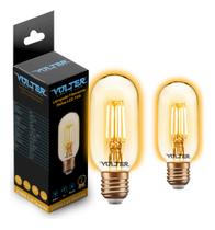 2 Lâmpada Volter Filamento Led T45 Vintage 2200k Amarelo 4w