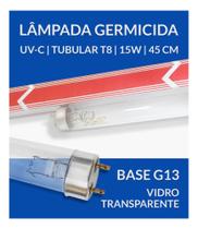2 Lâmpadas GERMICIDA UV-C Tubular T8 15W 45cm Base G13 Esterilização/Filtros/Laboratórios - LUCMAT LAMPS