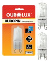2 Lâmpadas Halógena Bipino G9 40w 127v Ourolux Luz Amarelada