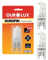 2 Lâmpadas Halógena Bipino G9 40w 220v Ourolux 2800k