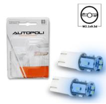 2 lampadas led torre universal t10 12v 2w 6 leds azul