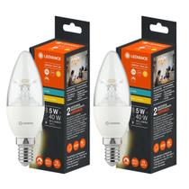 2 Lâmpadas Led Vela 2700K Quente Dimer 127V 5W E14 Ledvance