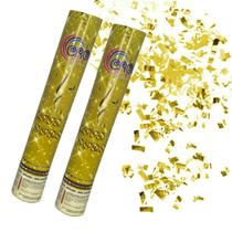 2 Lança Confete De Estourar Dourado Prata Chuva Papel Picado - Crg Festas