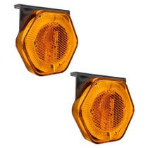 2 Lanterna Lateral Led Ambar Com Guia De Luz Bivolt C/suporte