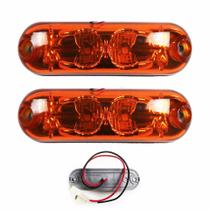 2 Lanterna Ônibus Caminhão Vigia Teto Cromada 2 LED 24 Volts AM
