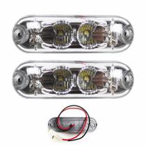 2 Lanterna Ônibus Caminhão Vigia Teto Cromada 2 LED 24 Volts CR
