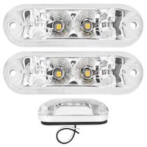 2 Lanterna Ônibus Caminhão Vigia Teto Cromada 2 LED BIVOLT CR