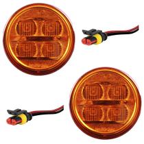 2 Lanterna Seta Ônibus Caminhão 70mm 4 Led AM BIVOLT +Conector
