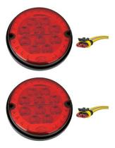 2 Lanterna Traseira 125mm Ônibus Comil Mascarello Neobus 10 LED VM 24V + Conector